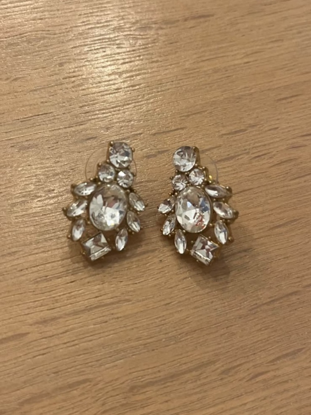 J. Crew Gold-Tone Clear Crystal Rhinestone Stud Earrings